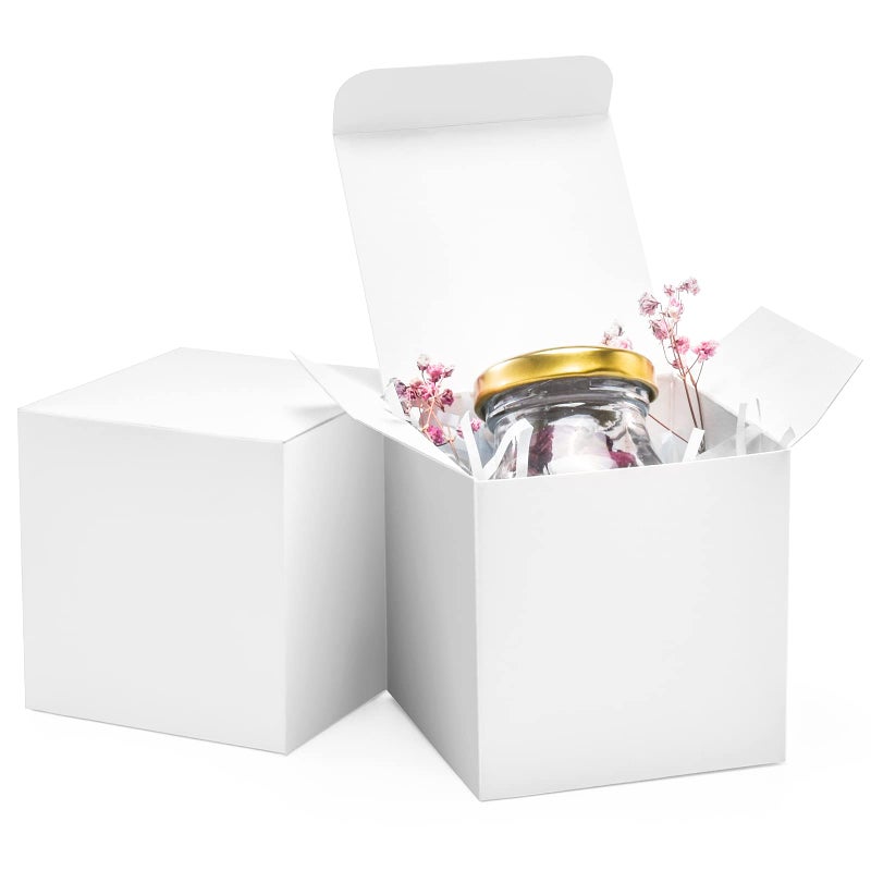 ValBox 3x3x3 White Cube Gift Boxes - 50pcs Recycled Paper Boxes with Lids for Gifts, Crafting, Cupcake & Party Favors - Image 1